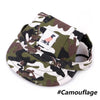 A camouflage patterned pet grooming visor cap for dogs and cats.