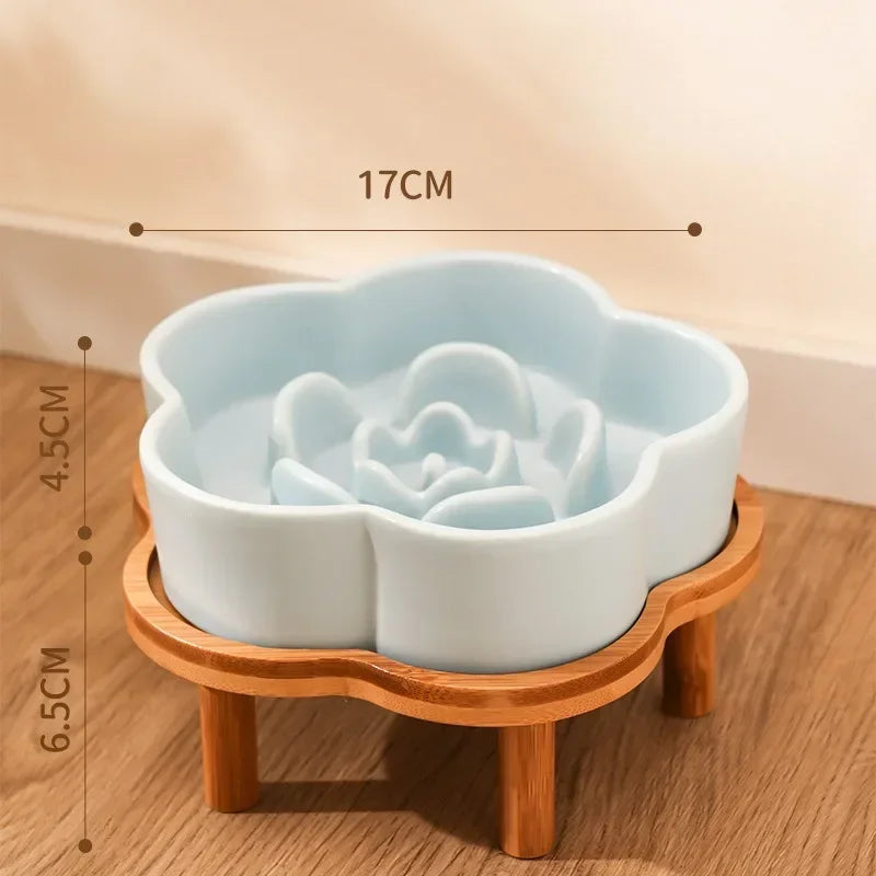 Ceramic Slow Feeder Bowl for Cats and Small Dogs