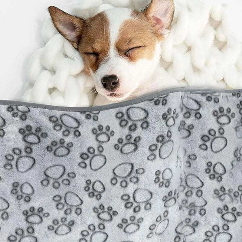 Couverture pour animaux douce et grise avec motif de pattes
