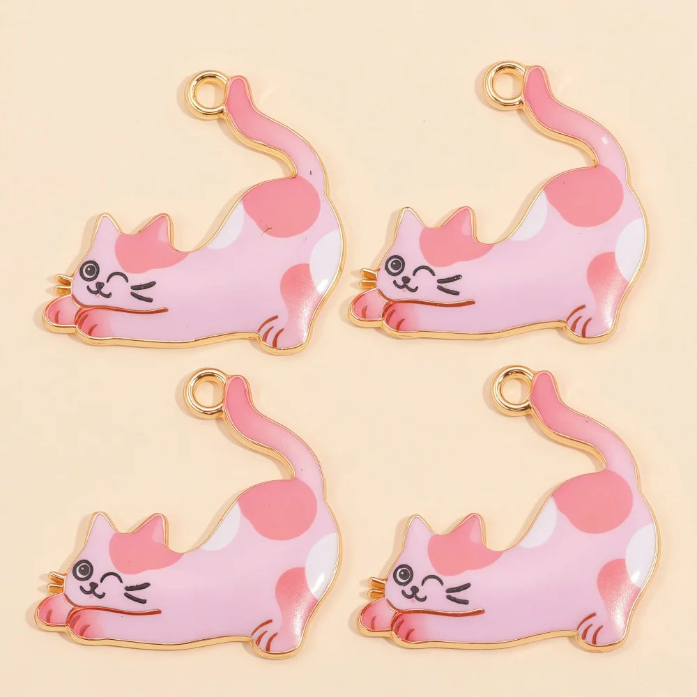 Colorful Cartoon Cat & Animal Enamel Charms for DIY Jewelry Making