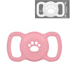Rosa Silikon-AirTag-Halter in Pfotenabdruckform für Haustiere.