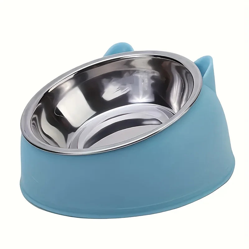 Ergonomic Elevated Cat Bowl with Inclined Stainless Steel Design