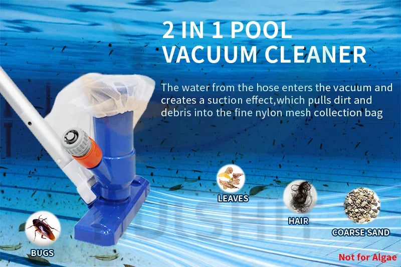 Pool Vacuum Cleaner with 4-Section Pole for Above Ground Pools & Spas