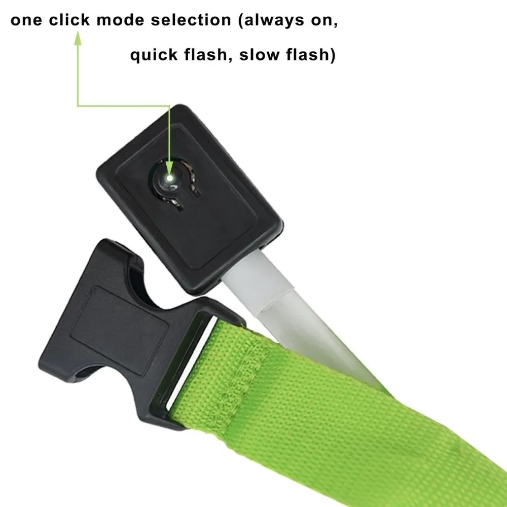 A black dog collar with a lime green strap and a light switch for one-click mode selection.