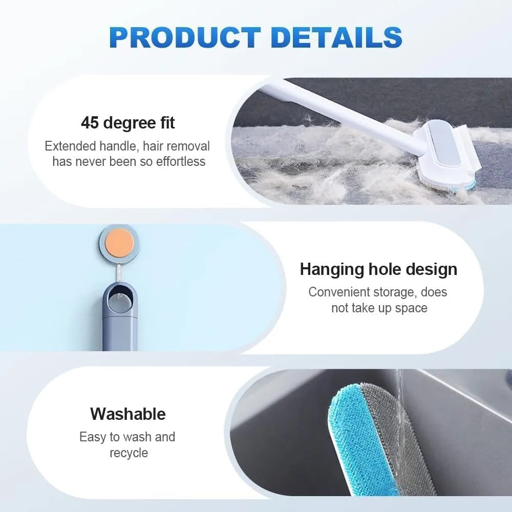 Multi-Surface Pet Hair Remover Brush with Self-Cleaning Base
