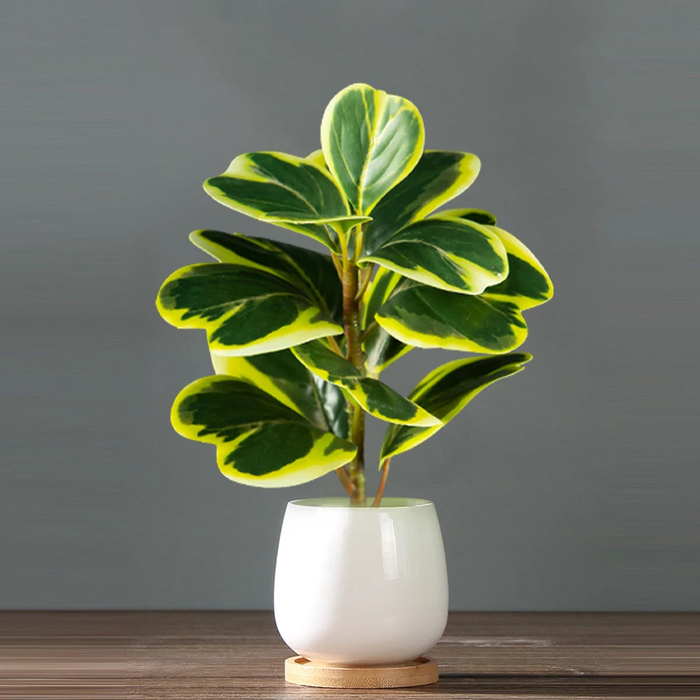 Artificial Heart-Leaf Ficus Plant with Green Leaves