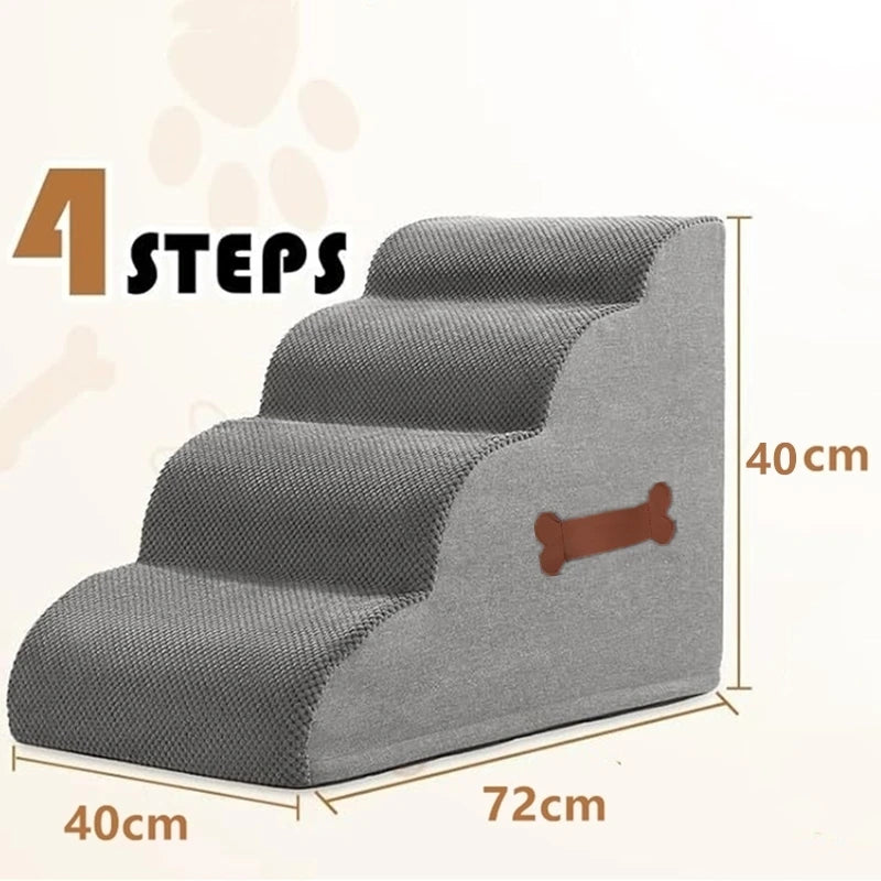 Graue Haustiertreppe und Rampen mit vier Stufen, maßen 40x72 cm.