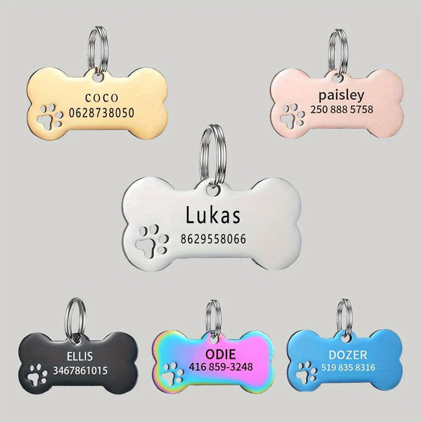 Pendentif d'identification pour animal en forme d'os personnalisé