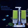A clear plastic aquarium biochemical sponge filter with stacked green and white sponges promoting dissolved oxygen.