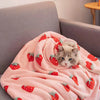 Strawberry Pink Flannel Throw Blanket for Pets and People