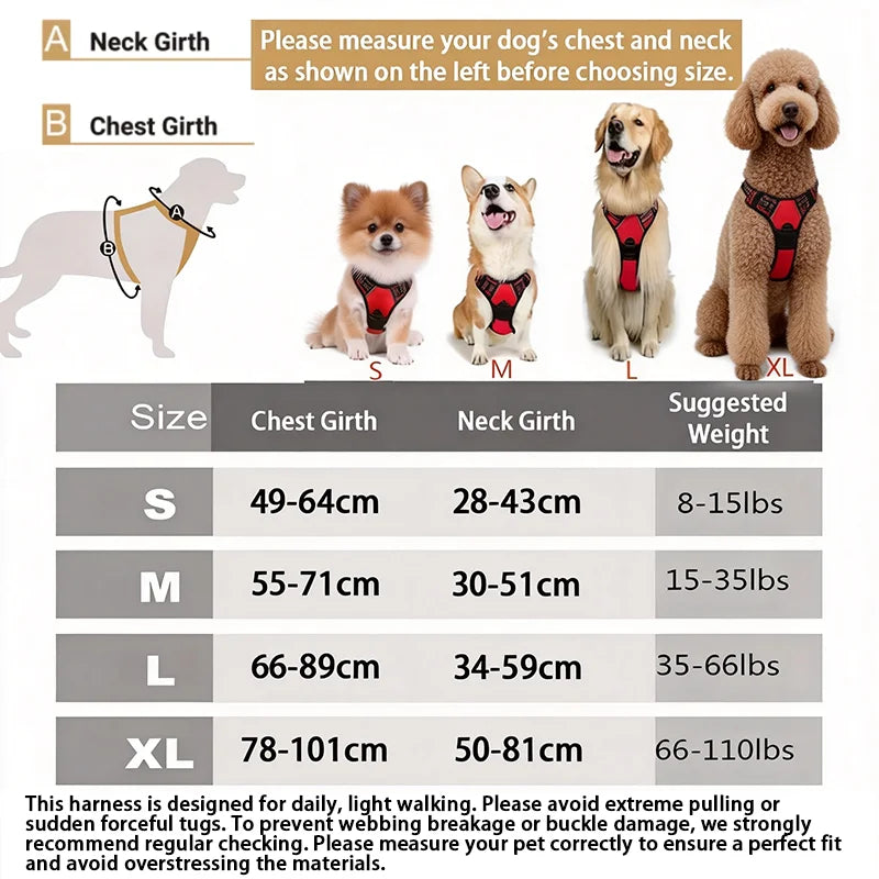 Reflective No-Pull Dog Harness with Front Clip and Handle