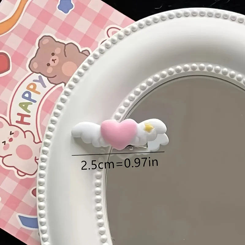 Heart-Shaped Mini Wing Pet Hair Clips - Set of 4