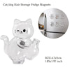 Clear silicone cat figurine magnets for storing pet hair on a fridge