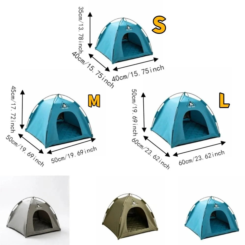 Breathable Pet Tent House with Foldable Design and Double-Sided Mat