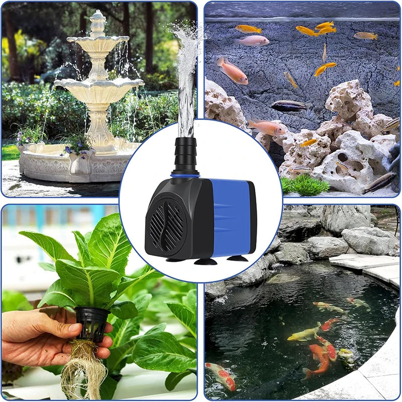 Quiet Mini Submersible Pump for Aquariums, Fountains & Waterfalls