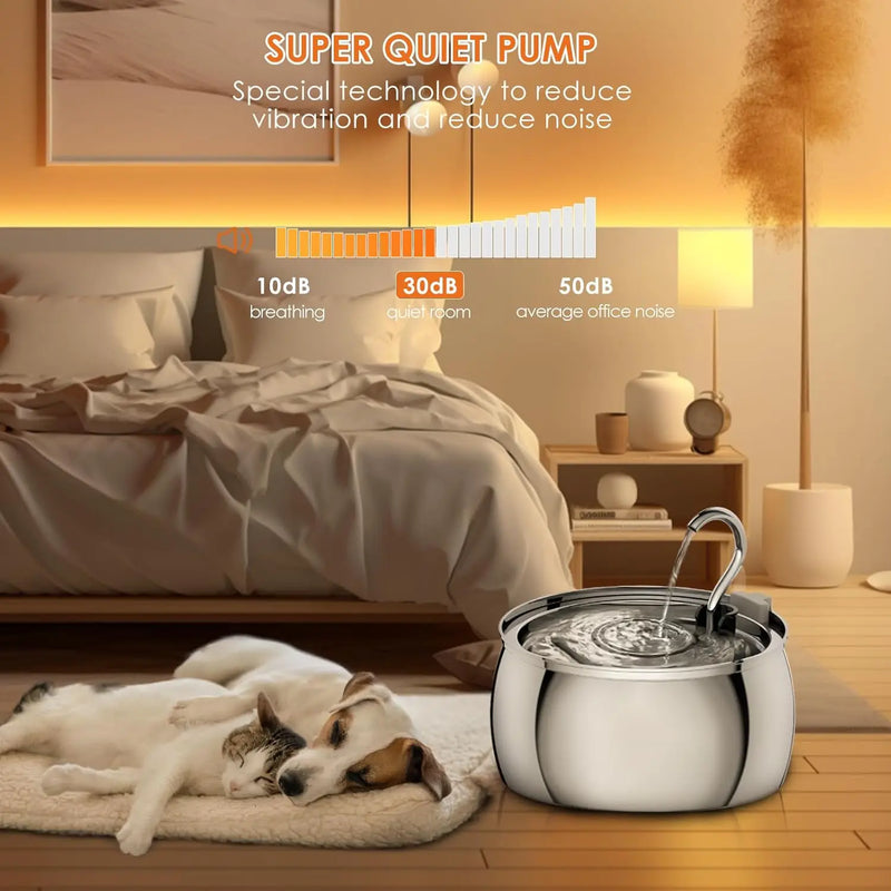 4L Stainless Steel Pet Water Fountain