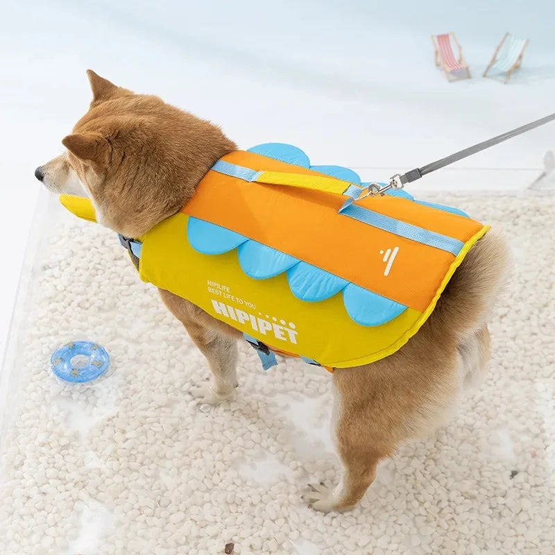 Adjustable Dog Life Jacket with Reflective Trim for Swimming and Water Safety