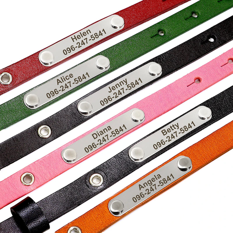 Personalisierte Leder-Halsband für Katzen mit graviertem Namen