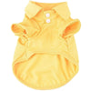 A yellow classic polo shirt for a small dog, featuring a collar and buttons.