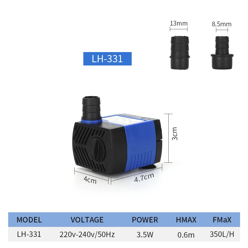 Quiet Mini Submersible Pump for Aquariums, Fountains & Waterfalls