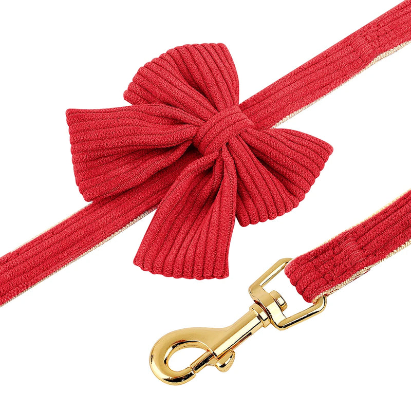3-Piece Dog Collar Harness Leash Set with Bowknot