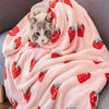 Strawberry Pink Flannel Throw Blanket for Pets and People