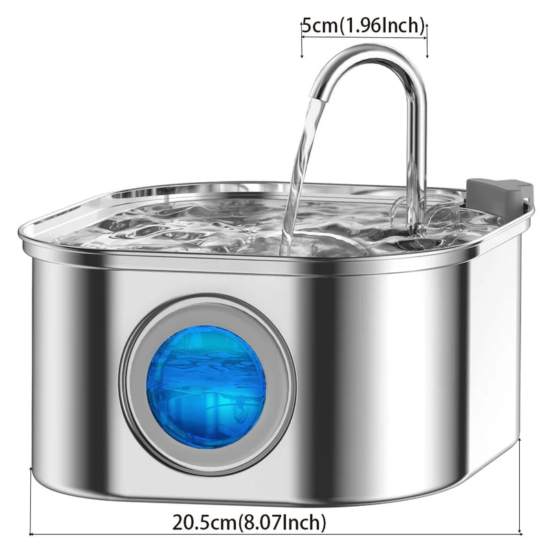 Fontaine à eau pour animaux en acier inoxydable, capacité de 3,2 L