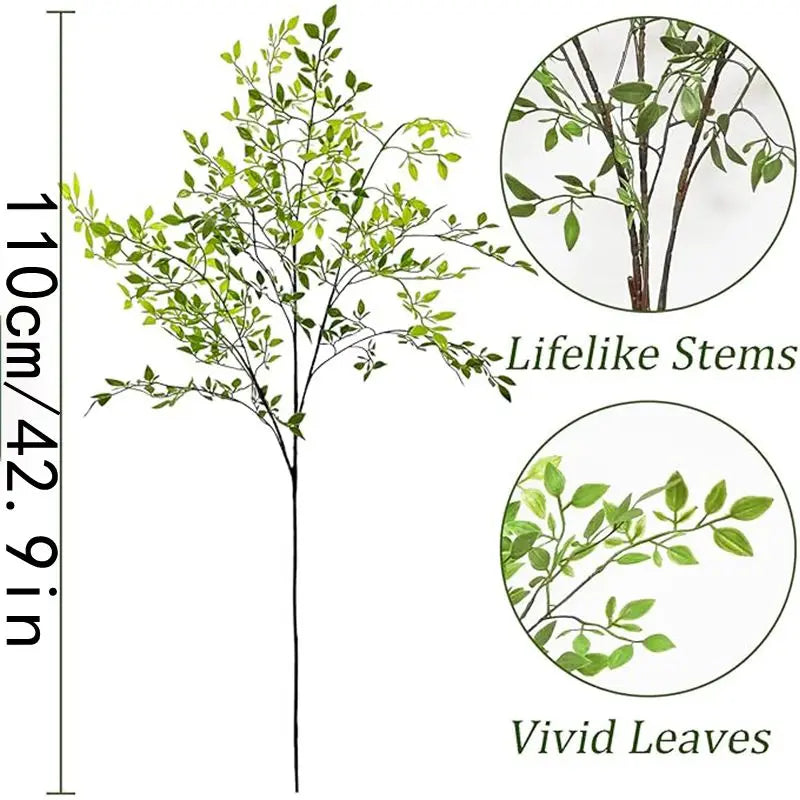 Illustration showing lifelike bamboo stems and vivid green leaves for a vase filler set.