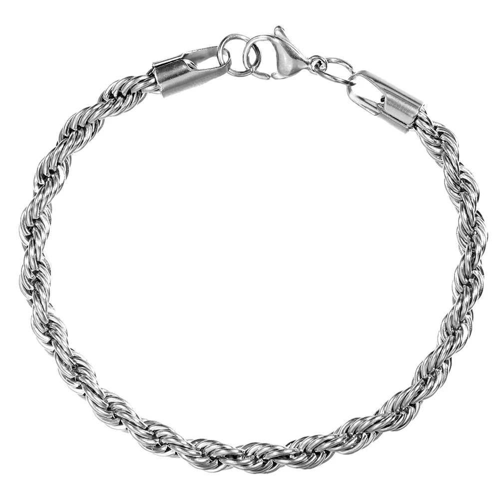 Silver Cuban link bracelet featuring rhinestone pavé stones and a clasp.