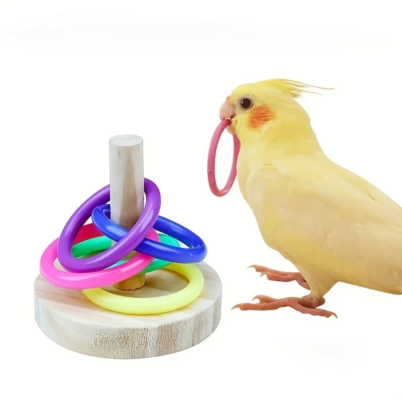 Anneau en Bois pour Perruches - Jouet Éducatif pour Oiseaux