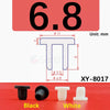 Black and white silicone rubber hole plugs shown with dimensions and product code XY-8017