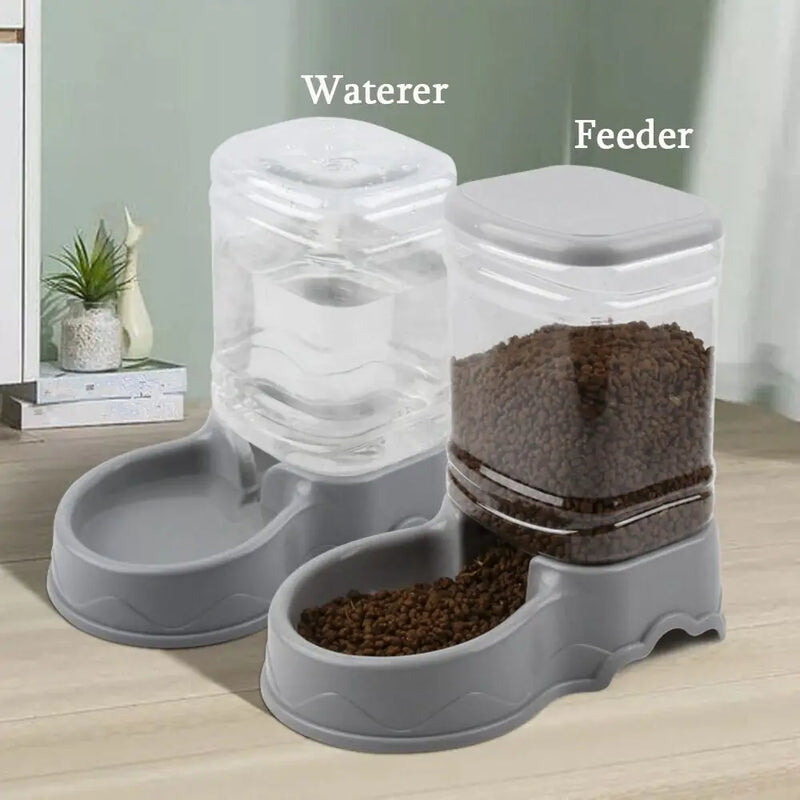 Distributeur de nourriture et fontaine à eau transparents 3,8 L pour animaux