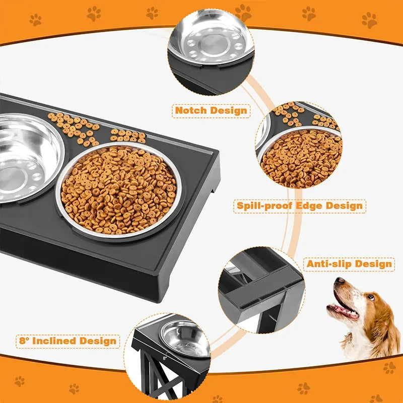 Soporte Elevado para Cuencos de Perro con Altura Ajustable