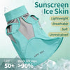 Light blue sunscreen ice skin vest with UPF 50+ protection shown against a frosty background