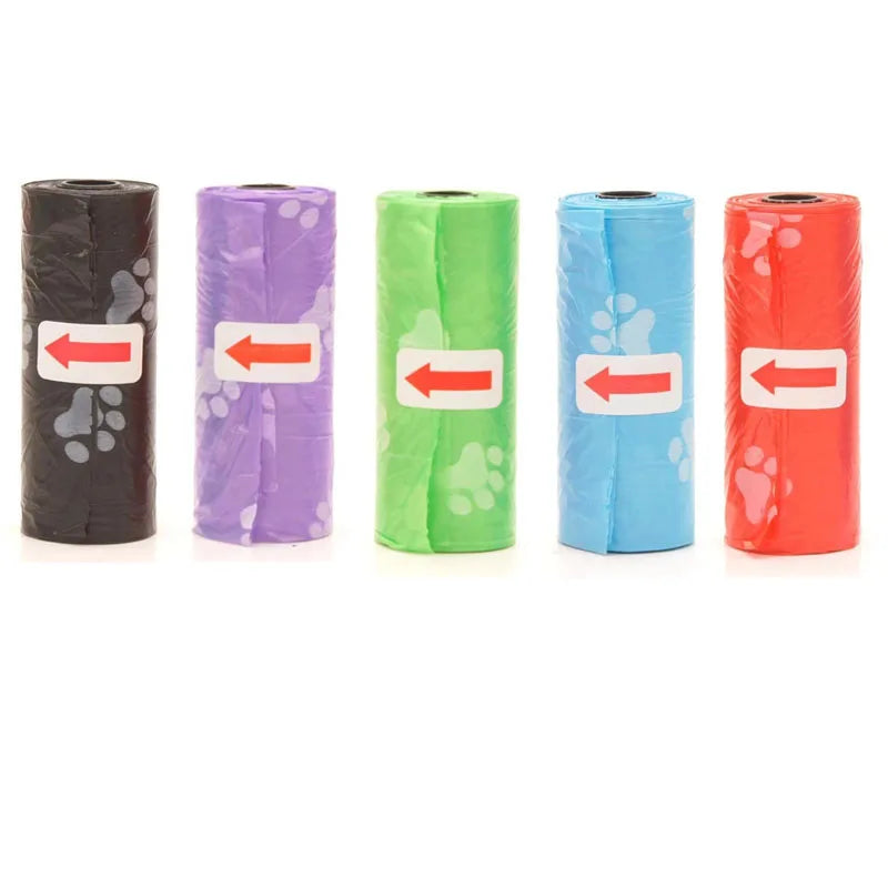 Disposable Dog Waste Bags with Bone-Shaped Dispenser and Leash Clip