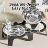 Stainless Steel Anti-Tip Cat & Dog Bowl with Double Compartments