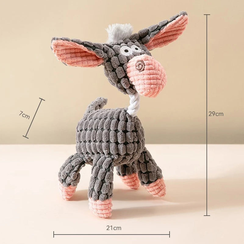Jouet Interactif pour Animaux en Peluche : Âne avec Corde
