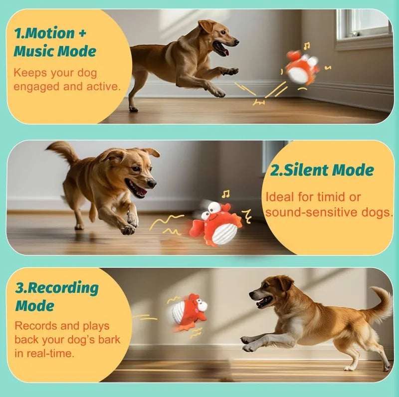 Interactive Crab Plush Toy with Motion-Activated Ball for Dogs