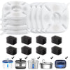 A set of replacement filters for a cat water fountain, including various sizes and types.