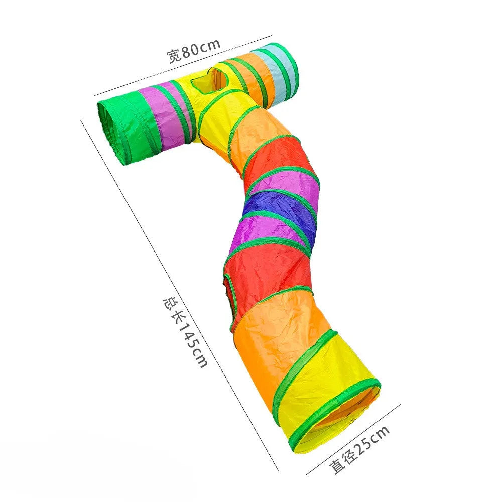 Foldable Cat Play Tunnel with S-Shaped Design