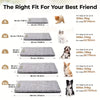 A series of pet bed mats in various sizes (S to XXL) for cats and dogs, showing dimensions and examples of usage.