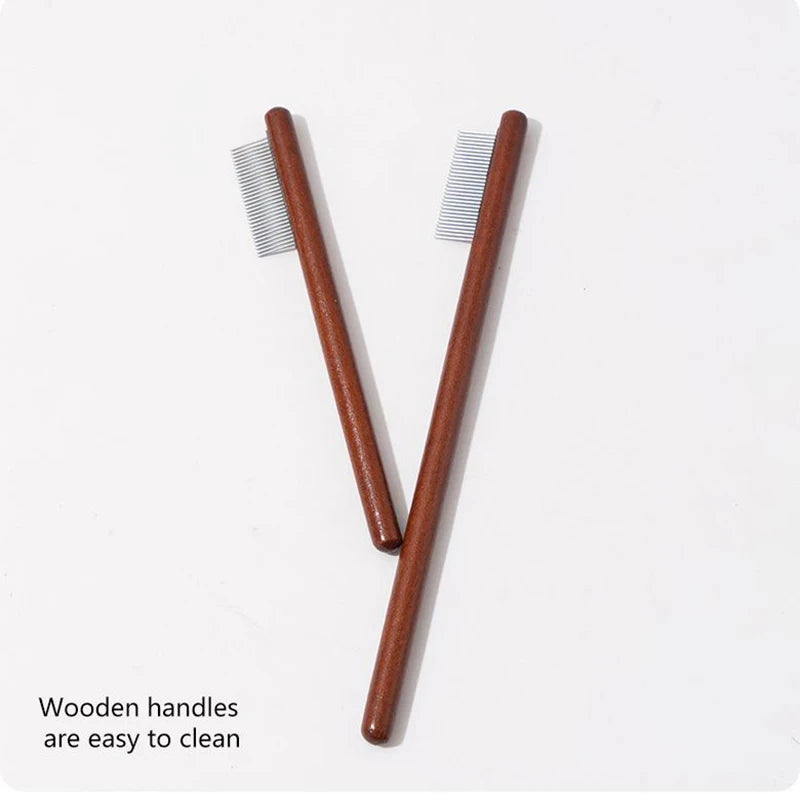 Wooden Pet Grooming Comb with Tear Stain Scissors