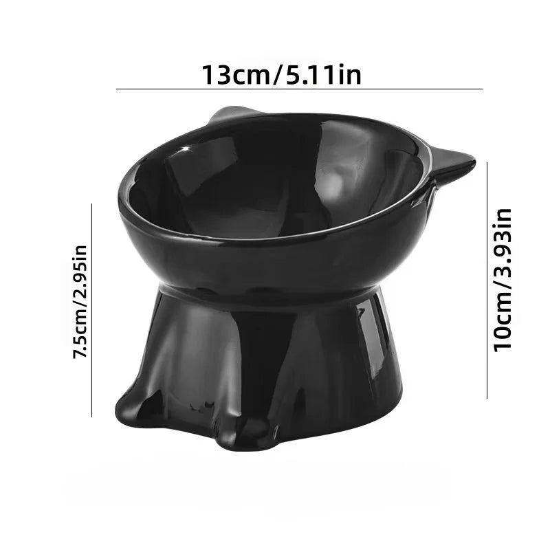 Elegant Elevated Pet Bowls Set - Anti-Slip, Wide Base (Black / White)