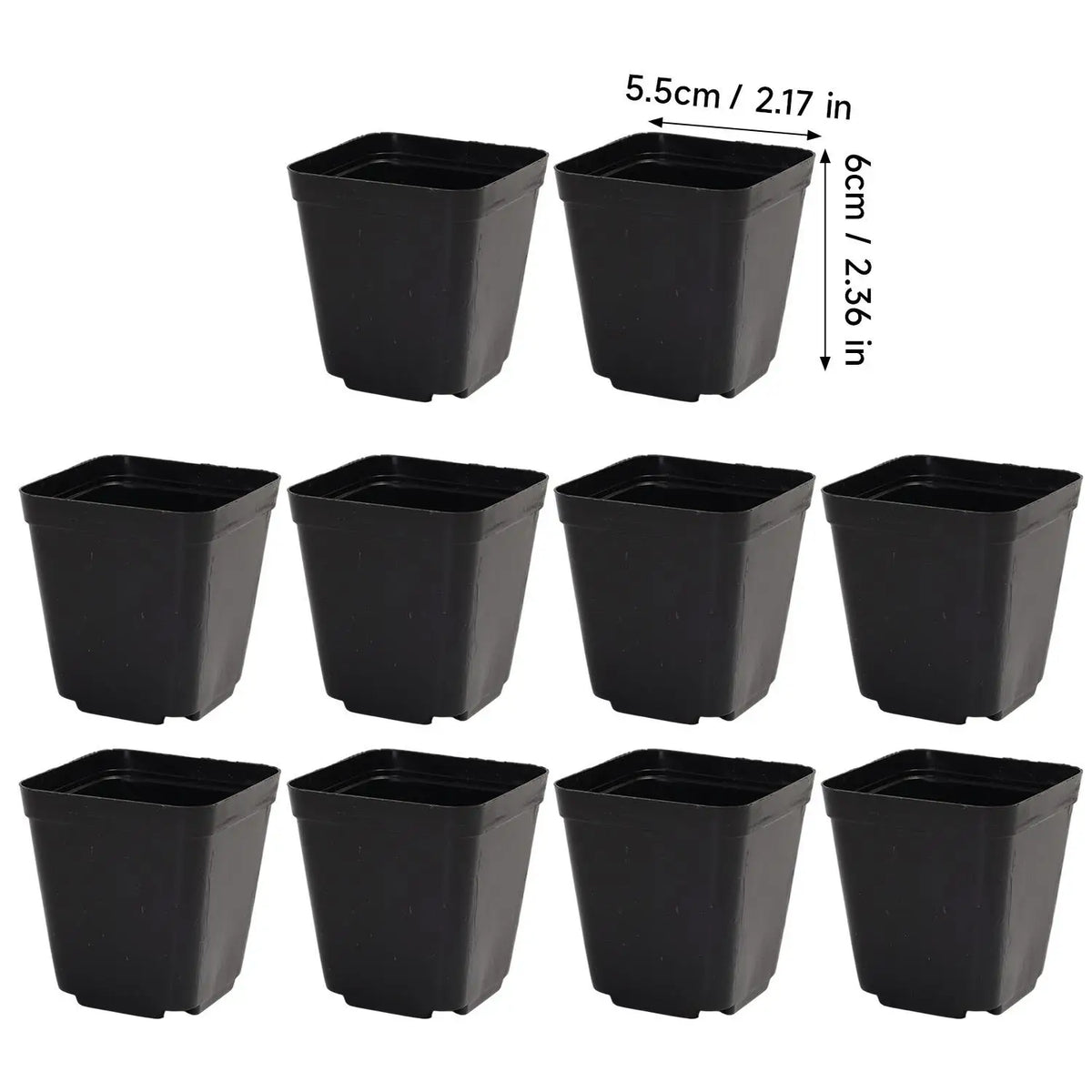 Mini Square Plastic Plant Pots with Drainage Holes for Seed Starting