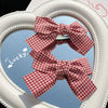 Red Plaid Fabric Bow Hair Clips for Girls