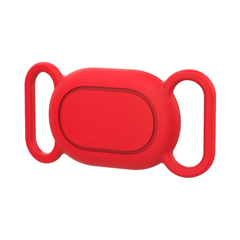 A red silicone protective case designed to mount on a pet tracker collar.