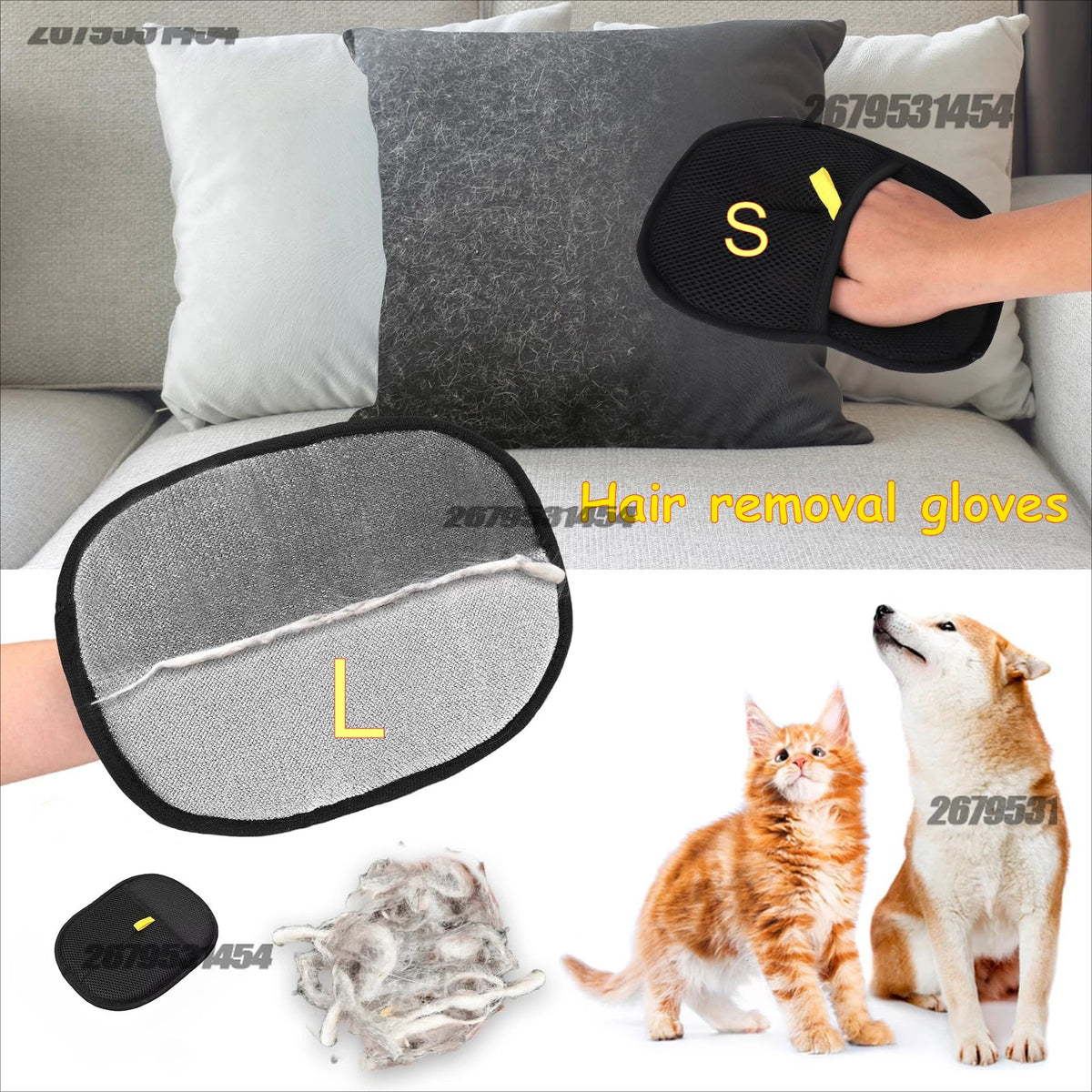 Pet Hair Removal Mitts for Cats and Dogs