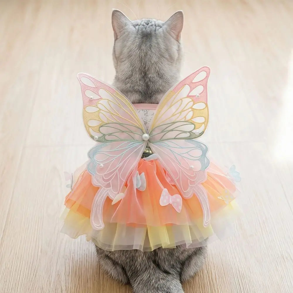 Rainbow Butterfly Tutu Dress for Small Dogs and Cats