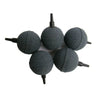A set of black aquarium air stones with fine bubble oxygen diffusers.