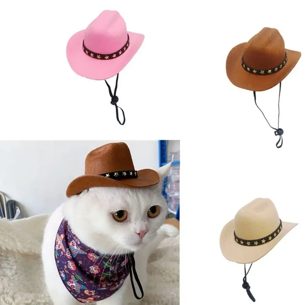 Adjustable Pet Cowboy Hat for Small Dogs and Cats